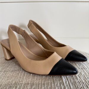 Banana Republic Tan and Black Slingback Heels